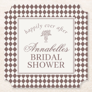Porta-copo De Papel Chuva de Noiva Xadrez Harlequim Marrom Mocha