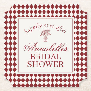 Porta-copo De Papel Chuva de Noiva Xadrez Harlequim Merlot Vermelho