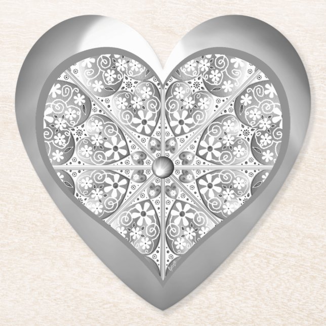 Porta-copo De Papel Cinza de rendas cerâmicas (Frente)