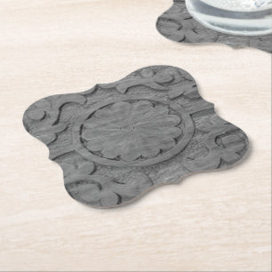 Porta-copo De Papel Cinza de Rolagem de Madeira de Teak Teak com Textu