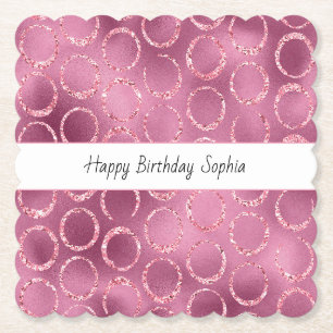 Porta-copo De Papel Círculos Cor-de-Rosa Espelhados Aniversário  