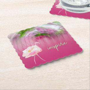 Porta-copo De Papel Citação Inspiradora Flamingo Cor-de-rosa