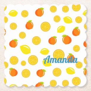 Porta-copo De Papel Citrus alegres: Limões e Laranjas