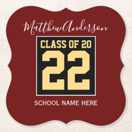 Porta-copo De Papel Classe de 2023 Burgundy Black and Dourado Graduati