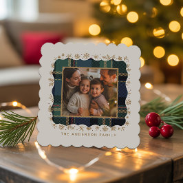 Porta-copo De Papel Classic Christmas Plaid Photo Template ID1141B