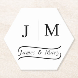 Porta-copo De Papel Classic Monogram Wedding Calligraphy line