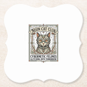 Porta-copo De Papel Clube de Gatos Neon Gato Cyberpunk Arte Vetorial V