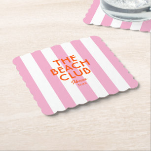 Porta-copo De Papel Clube de Praia Ibiza Pink Cabana Stripe