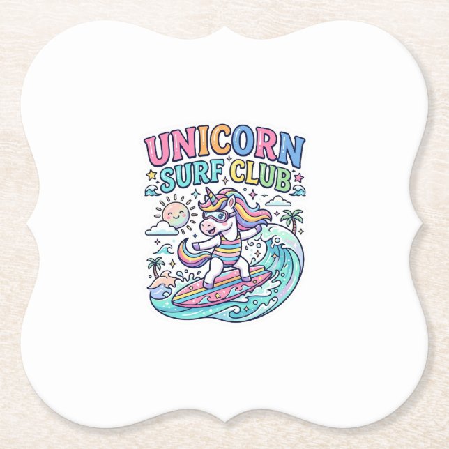 Porta-copo De Papel Clube de Surf Unicórnio (Frente)