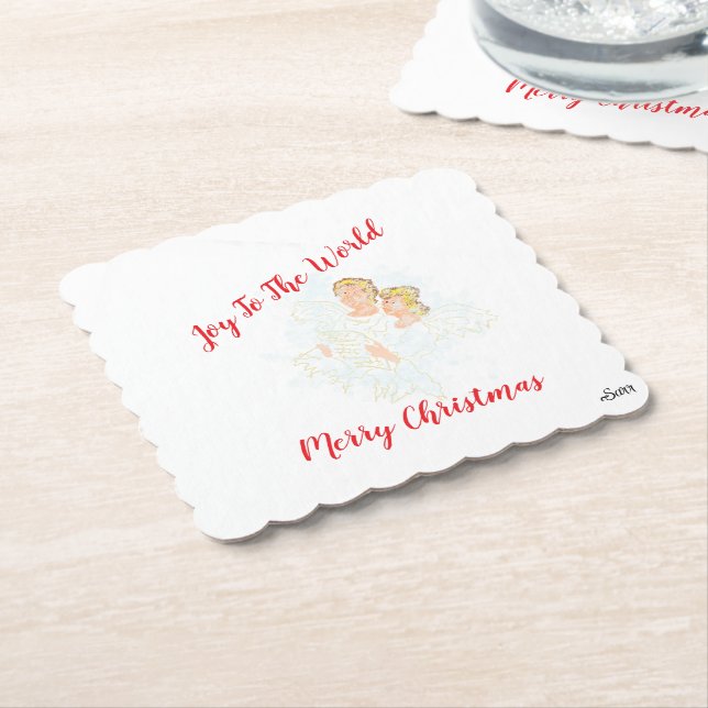 Porta-copo De Papel Coasters Merry Christmas . (Angular)