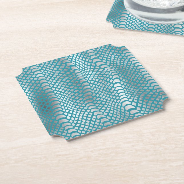 Porta-copo De Papel Cobra de Prata Azul Teal (Angular)
