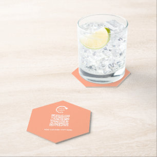 Porta-copo De Papel Código QR do logotipo comercial da empresa   Coral