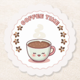 Porta-copo De Papel Coffee Time Cute Kawaii Coffee Cup Coaster