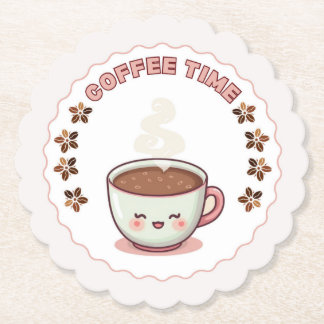 Porta-copo De Papel Coffee Time Cute Kawaii Coffee Cup Coaster
