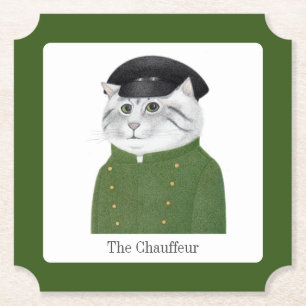 Porta-copo De Papel Cofre de Bilhetes de Papel CAT CHAUFFEUR + Texto
