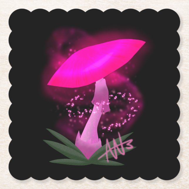 Porta-copo De Papel Cogumelo Rosa bonito (Frente)