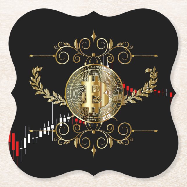 Porta-copo De Papel Coin Dourado Crypto Black Red (Frente)