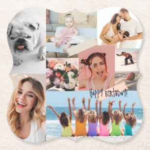 Porta-copo De Papel Colagem de fotos modernas Feliz aniversário