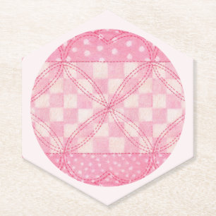 Porta-copo De Papel COLCHA DE CORAÇÃO ROSA Conjunto de Bases Pontiagud