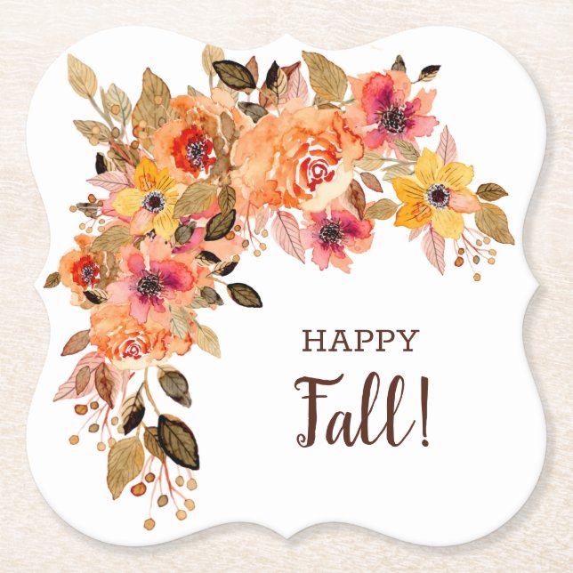 Porta-copo De Papel Colchete de Bloomias de Flores de outono Feliz (Frente)