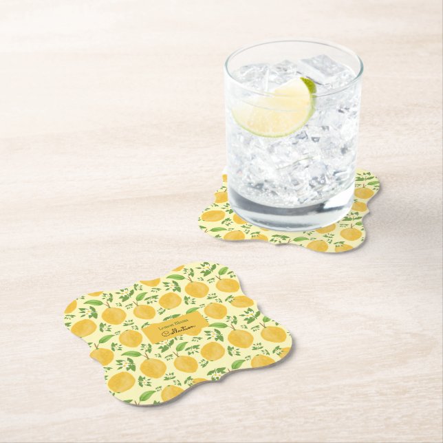 Porta-copo De Papel Coleção Lemon Bloom amarela estampada (Insitu)