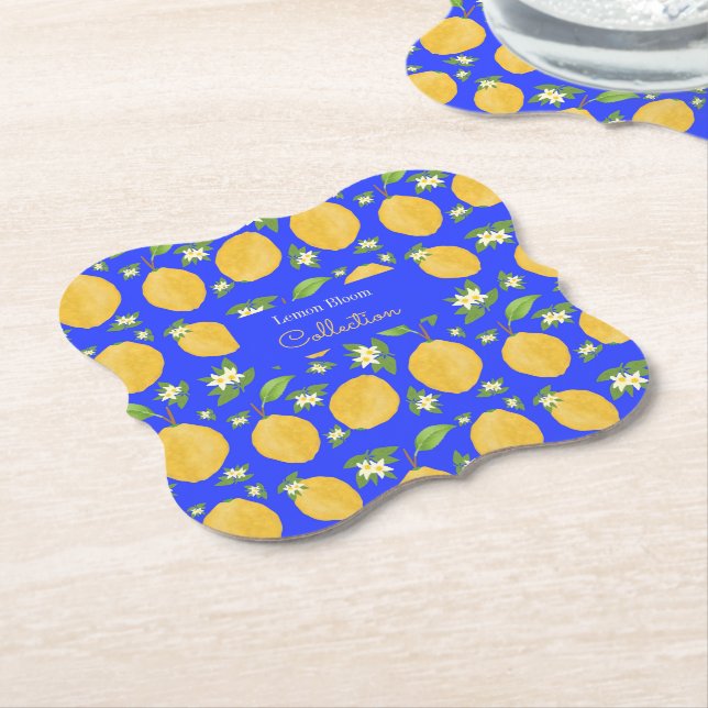 Porta-copo De Papel Coleção Lemon Bloom azul estampado (Angular)