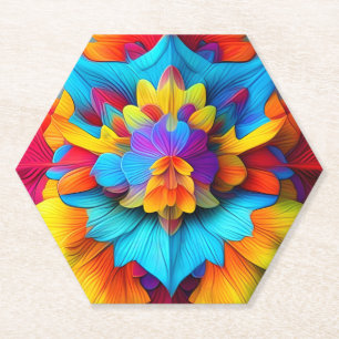 Porta-copo De Papel Colorida Floral Mandala Design