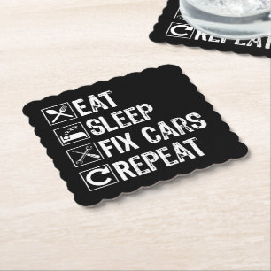 Porta-copo De Papel Coma Dormir Consertar Carros Repetir Pai Mecânico