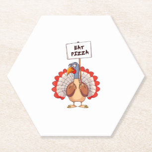 Porta-copo De Papel Coma Pizza Turquia Ação de Graças Adulto Vegan Eng