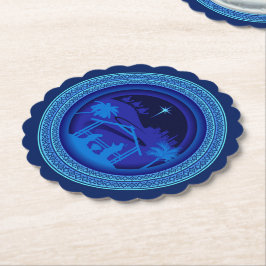 Porta-copo De Papel Combinação de Natal Azul Natividade Espalhado