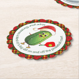 Porta-copo De Papel Comício Pickleball de Papais noeis de texto person