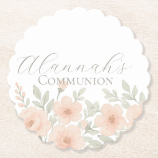 Porta-copo De Papel Comunhão Pastel Floral Personalizada