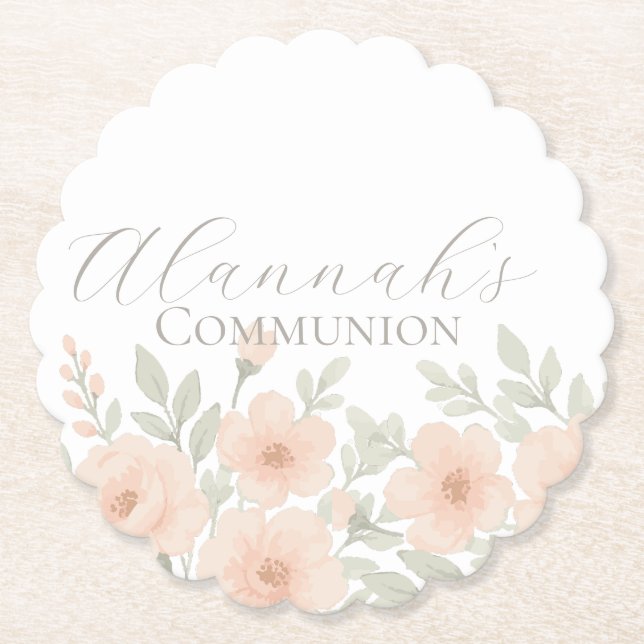 Porta-copo De Papel Comunhão Pastel Floral Personalizada (Frente)