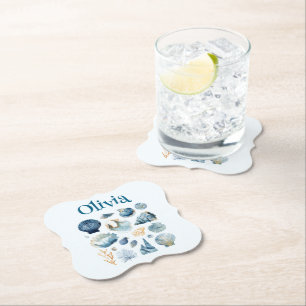 Porta-copo De Papel Concha Azul de Mar Protetor de Copo de Papel – Nom