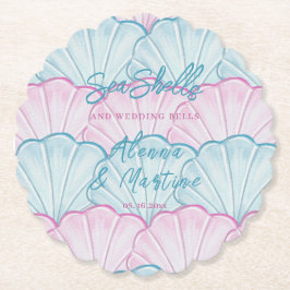 Porta-copo De Papel Conchas do Oceano e Sininhos de Casamento 
