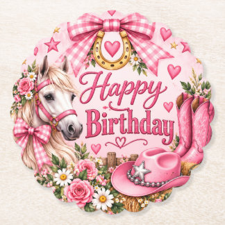 Porta-copo De Papel Conjunto de Pônei Rosa Cowgirl de Aniversário