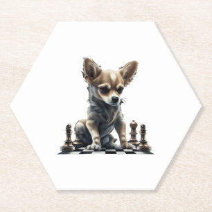 Porta-copo De Papel Conselho do jogador de xadrez Chihuahua Chess Quee