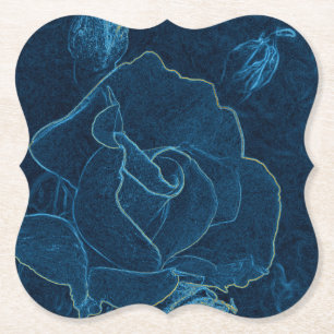 Porta-copo De Papel contorno de rosa azul