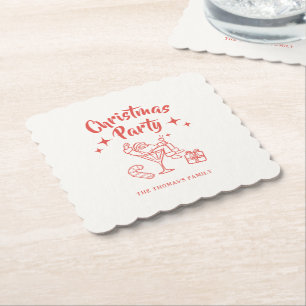 Porta-copo De Papel Convite de festa de Natal com coquetel retrô do Pa