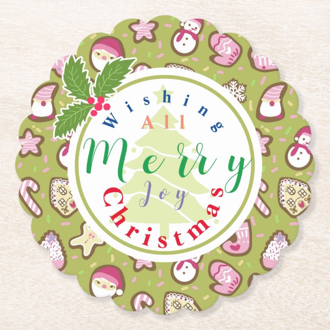 Porta-copo De Papel Cookies Green do Natal (Frente)