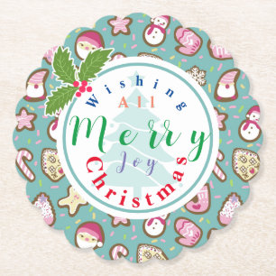 Porta-copo De Papel Cookies Turquoise de Natal