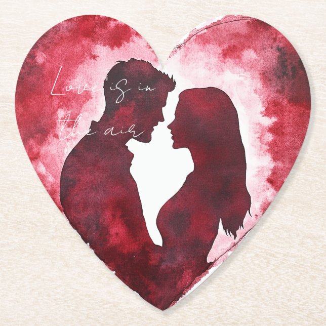 Porta-copo De Papel Coração de Amor Romântico Noivado (Frente)