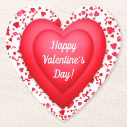 Porta-copo De Papel Coração de Confetti Vermelho dia de os namorados P