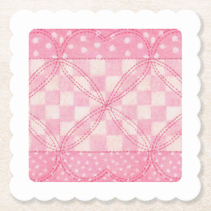 Porta-copo De Papel CORAÇÃO DE PINK QUILT Portas copos de Papel Quadra