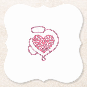 Porta-copo De Papel Coração Estetoscópio Amor Médico Desenho de Camisa