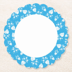 Porta-copo De Papel Coração flor azul com padrão de flores