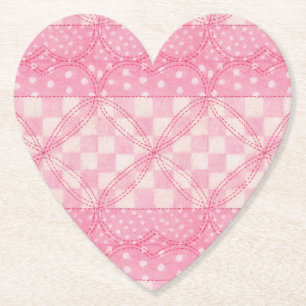 Porta-copo De Papel CORAÇÃO ROSA COLCHA Apoios de Copo de Papel