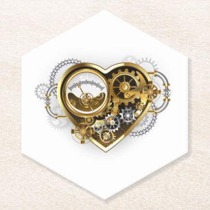 Porta-copo De Papel Coração Steampunk com Manômetro