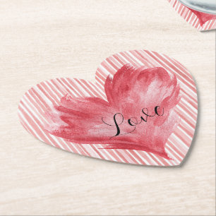 Porta-copo De Papel Coração Vermelho Chama Amor