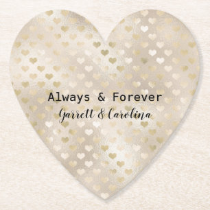 Porta-copo De Papel Corações Dourados Brancos